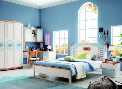 Schlafzimmer Set 5tlg. Bett 2x Nachttisch Schreibtisch Kinderbett Vollholz Möbel